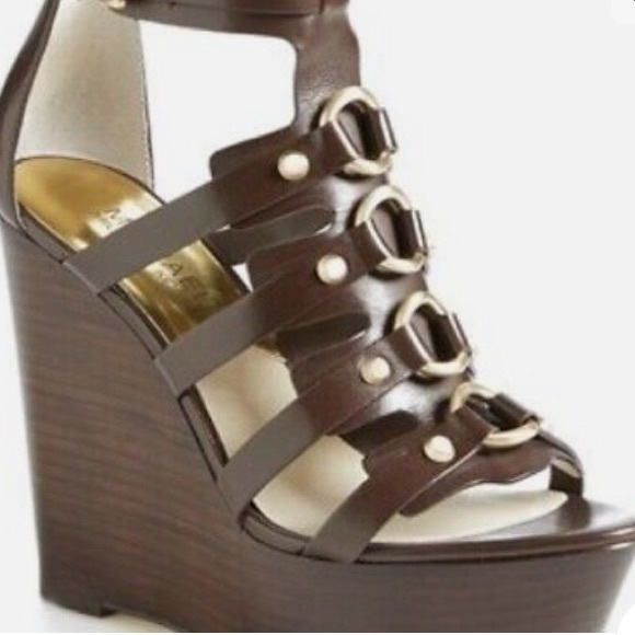 Michael Kors leather Nadine Wedge Brown - Picture 4 of 16